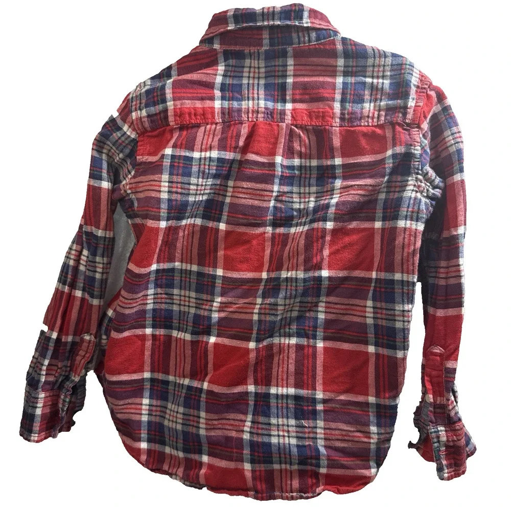 Baby Gap Red Plaid Flannel Button-Down Long-Sleeve Shirt 4T Soft, Warm, Cozy